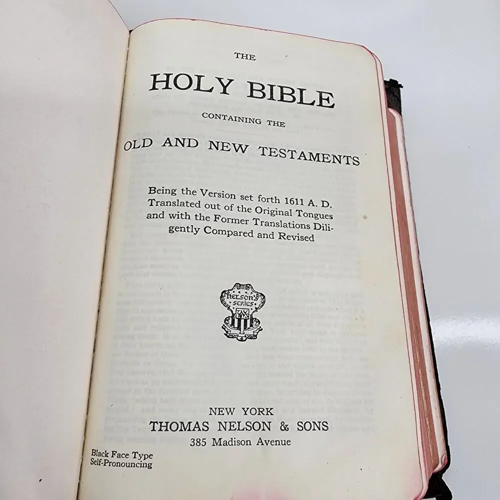 Antique Holy Bible Nelson Self Pronouncing Black Leather 1900s AS IS Need Repair - Picture 11 of 16